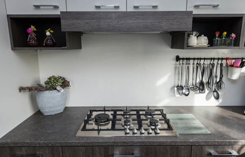 Hoekkeuken, gaskookplaat met wokbrander